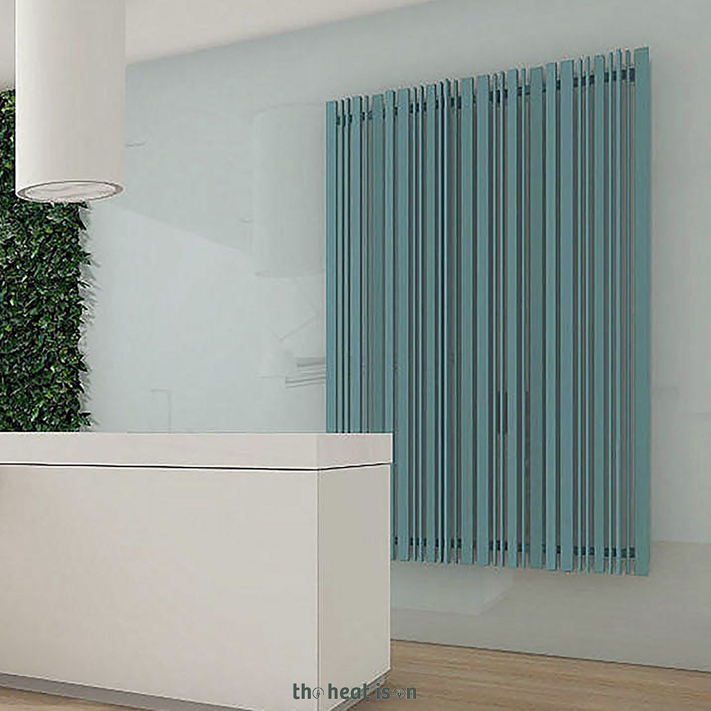 Terma SHERWOOD V, 1600h x 540w(mm), 4060 BTUs, Vertical Designer Radiator, RAL 6034 Matt Pastel Turquoise
