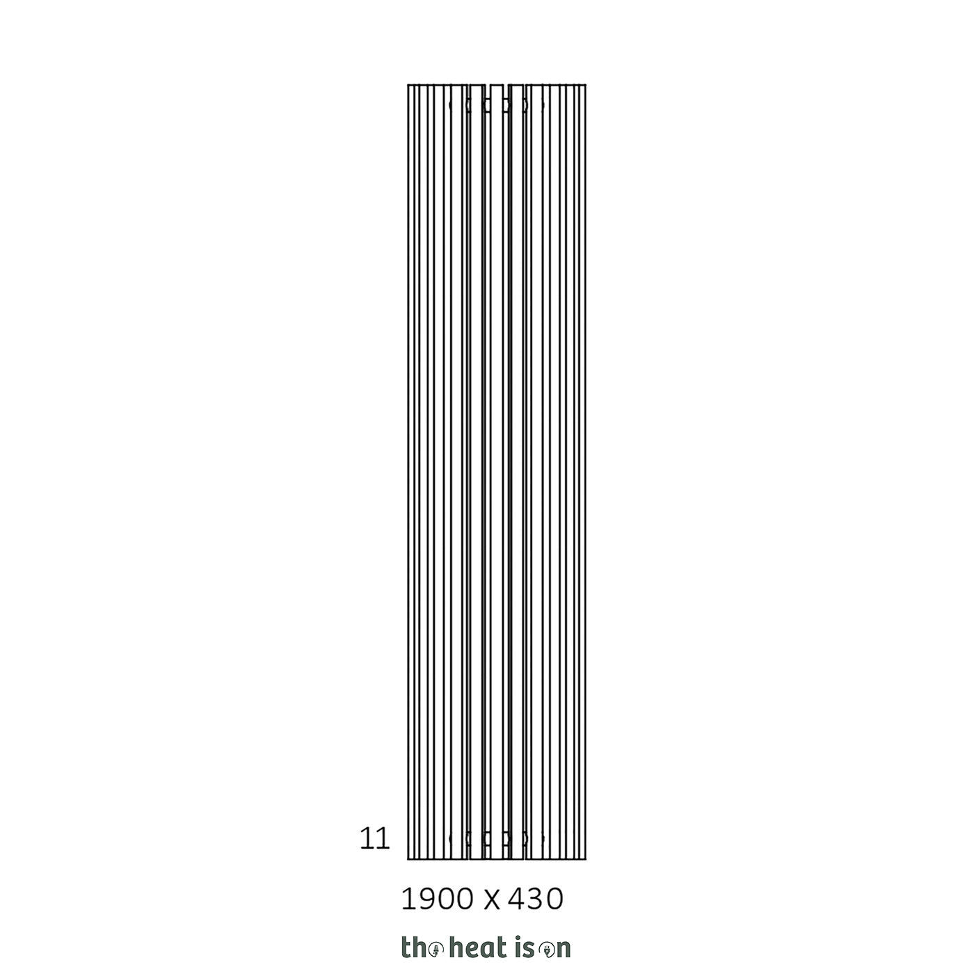 Terma TRIGA AW, 1900h x 430w(mm), 4282 BTUs, Vertical Designer Radiator, RAL 9016 Matt White