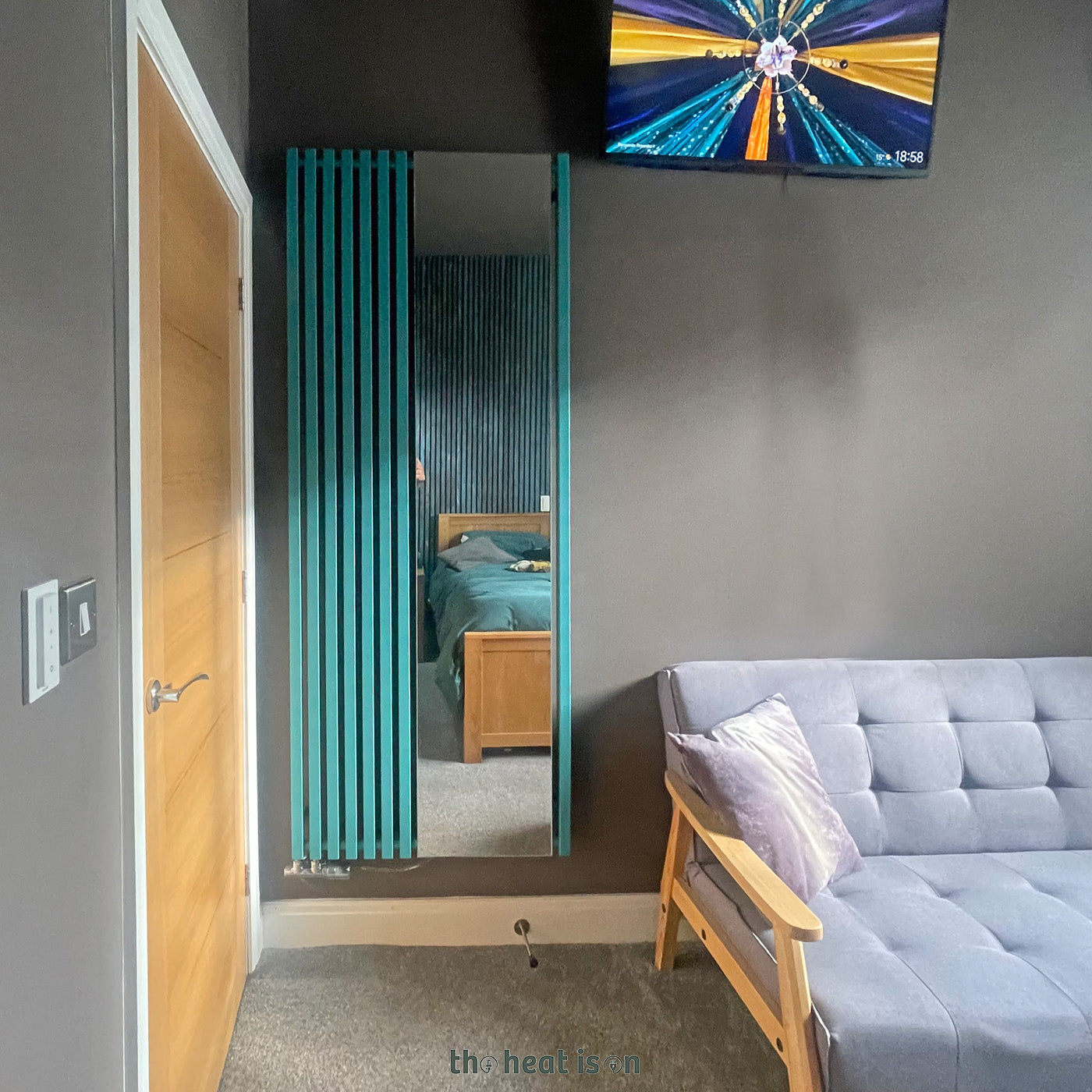 Terma TRIGA M, 1900h x 780w(mm), 3280 BTUs, Vertical Designer Radiator, RAL 5018 Matt Teal