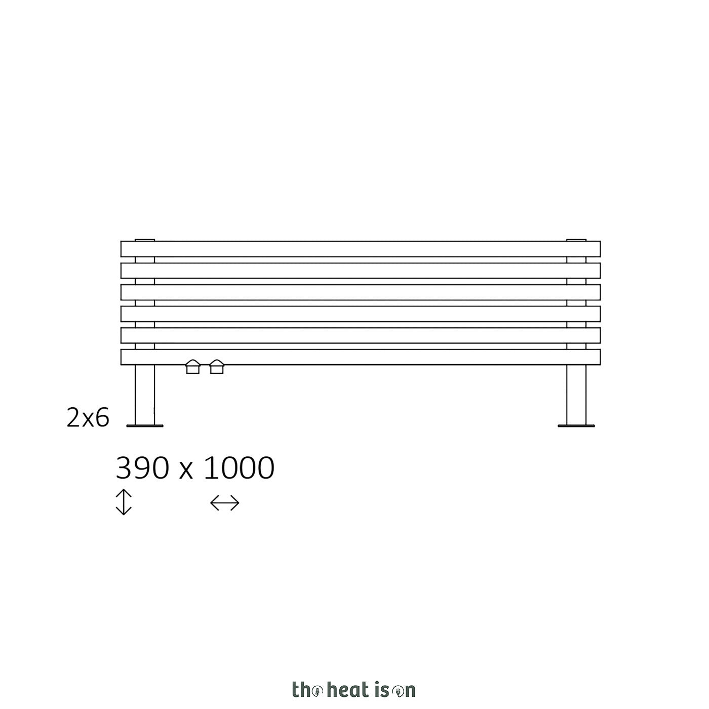 Terma TUNE HSD, 300h x 1000w(mm), 1437 BTUs, Horizontal Designer Radiator, Bright Copper