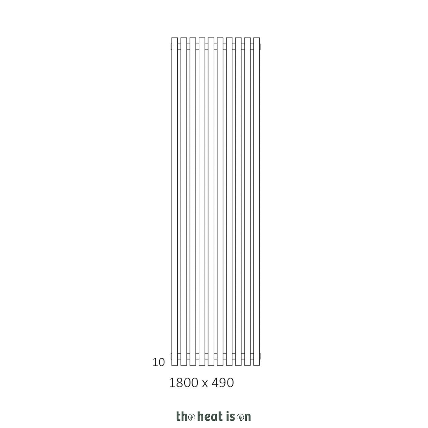 Terma TUNE VWS, 1800h x 490w(mm), 3631 BTUs, Vertical Designer Radiator, RAL 9016 Matt White