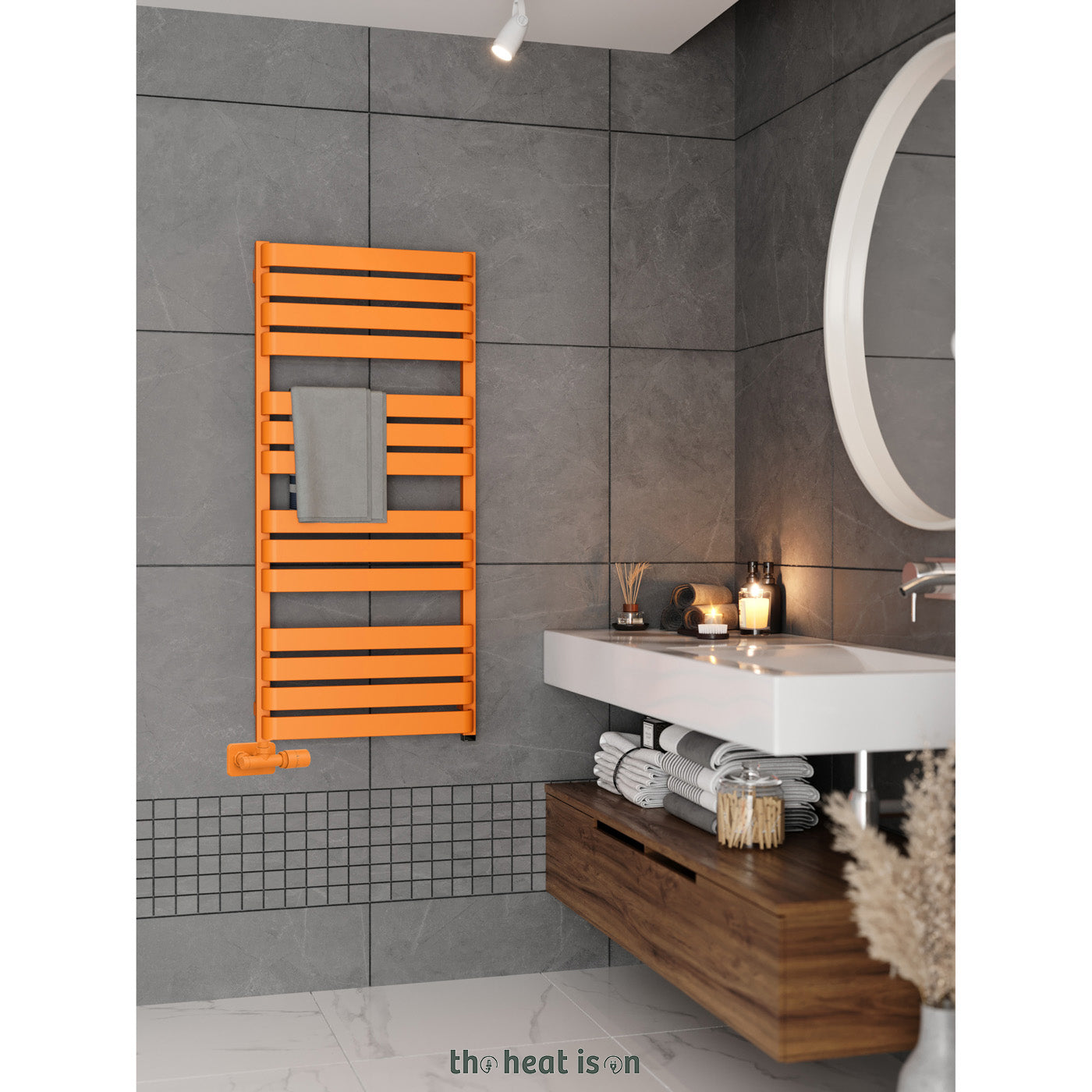 02-terma-warp-t-one-dual-fuel-towel-rail-1110h-x-500wmm-1887-btus-600w-matt-pastel-orange-ral-2003-with-unico-dual-fuel-valve-in-chrome-internal-one-element-45-60oc