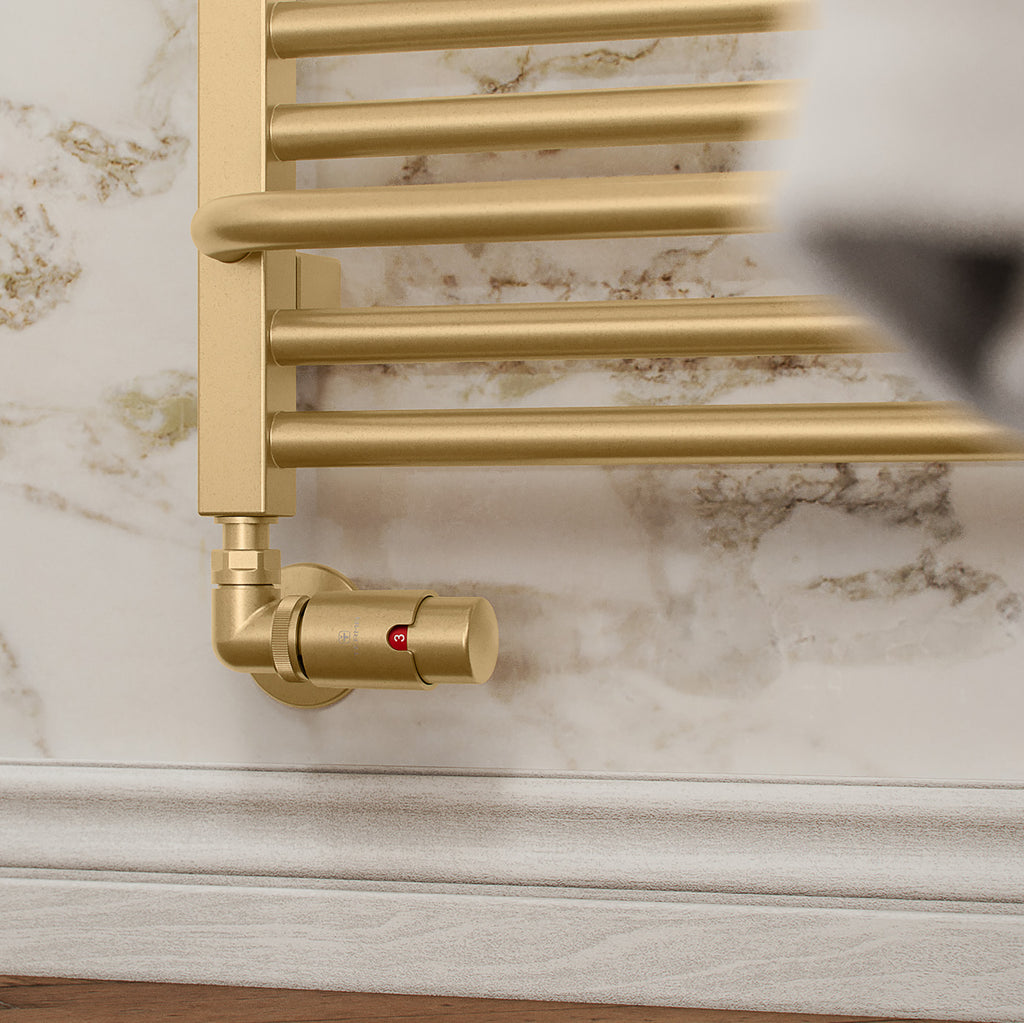 Terma LIMA, 300h x 1400w(mm), 1381 BTUs Heated Towel Rail, Brass (premium wet paint)