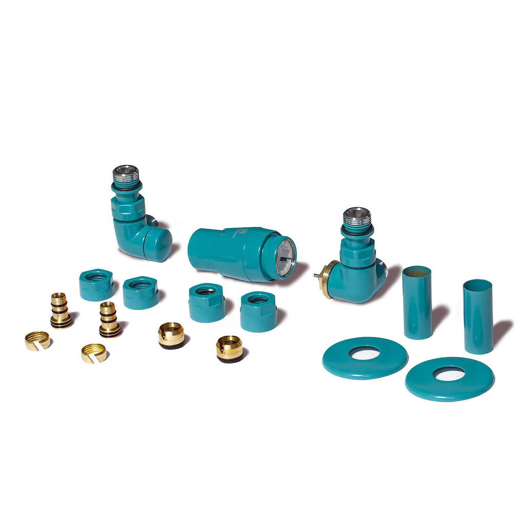 02_-Thermostatic-Heated-Towel-Rail-Valves-_TRVs_-_-Pipe-Masking-_-Matt-Teal-_RAL-5018_-RIGHT-SIDED_-3-AXIS-_CORNER_-VISION