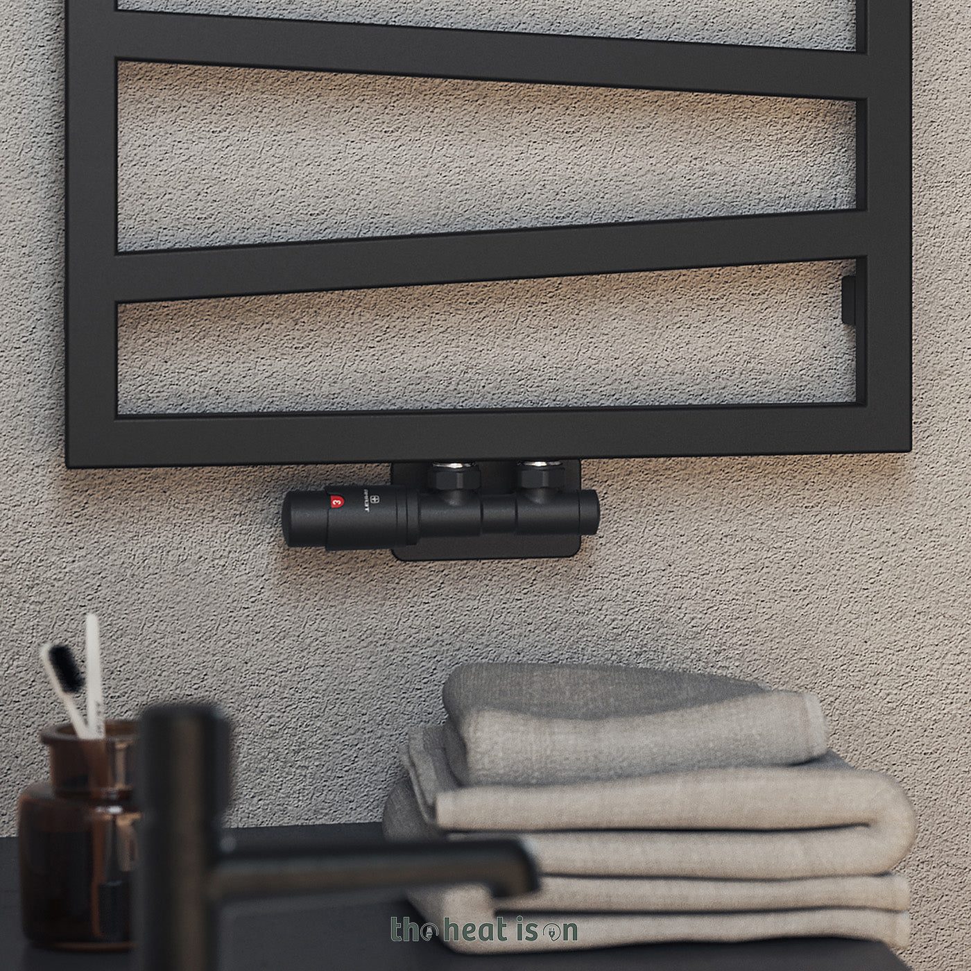 02_02_Thermostatic-50mm-Towel-Rail-Valves-_TRVs_-_-Pipe-Masking_-Matt-Black-_RAL-9005_-LEFT-SIDED-ANGLED_-TWINS