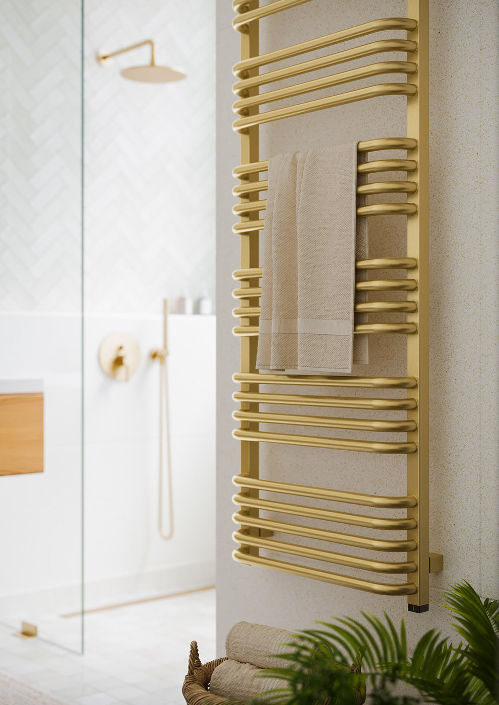 02_Terma-ALEX-ONE-_-45_60-deg._-1580h-x-500w_mm_-800w-Electric-Towel-Rail_-Matt-Brass