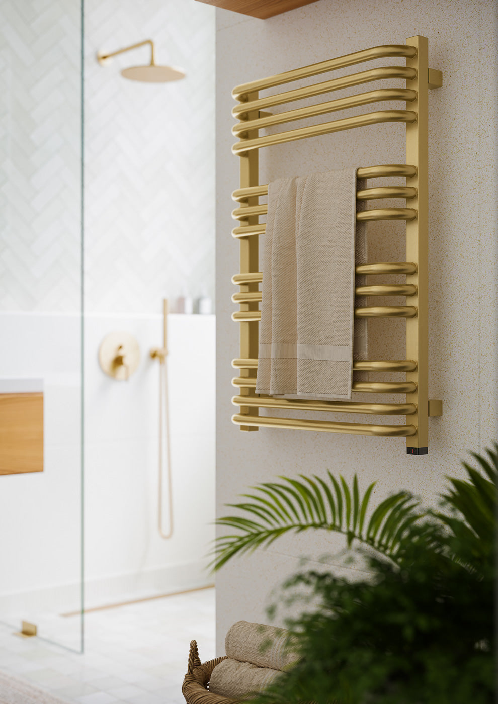 02_Terma-ALEX-ONE-_-45_60-deg._-760h-x-500w_mm_-400w-Electric-Towel-Rail_-Matt-Brass