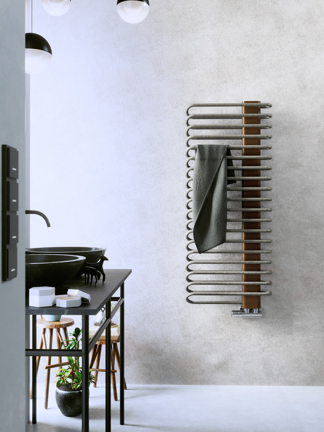 02_Terma-MICHELLE_-1200h-x-500w_mm_-2459-BTUs-Heated-Towel-Rail_-Nickel-Gloss-_Bars_-_-Copper-_Masking