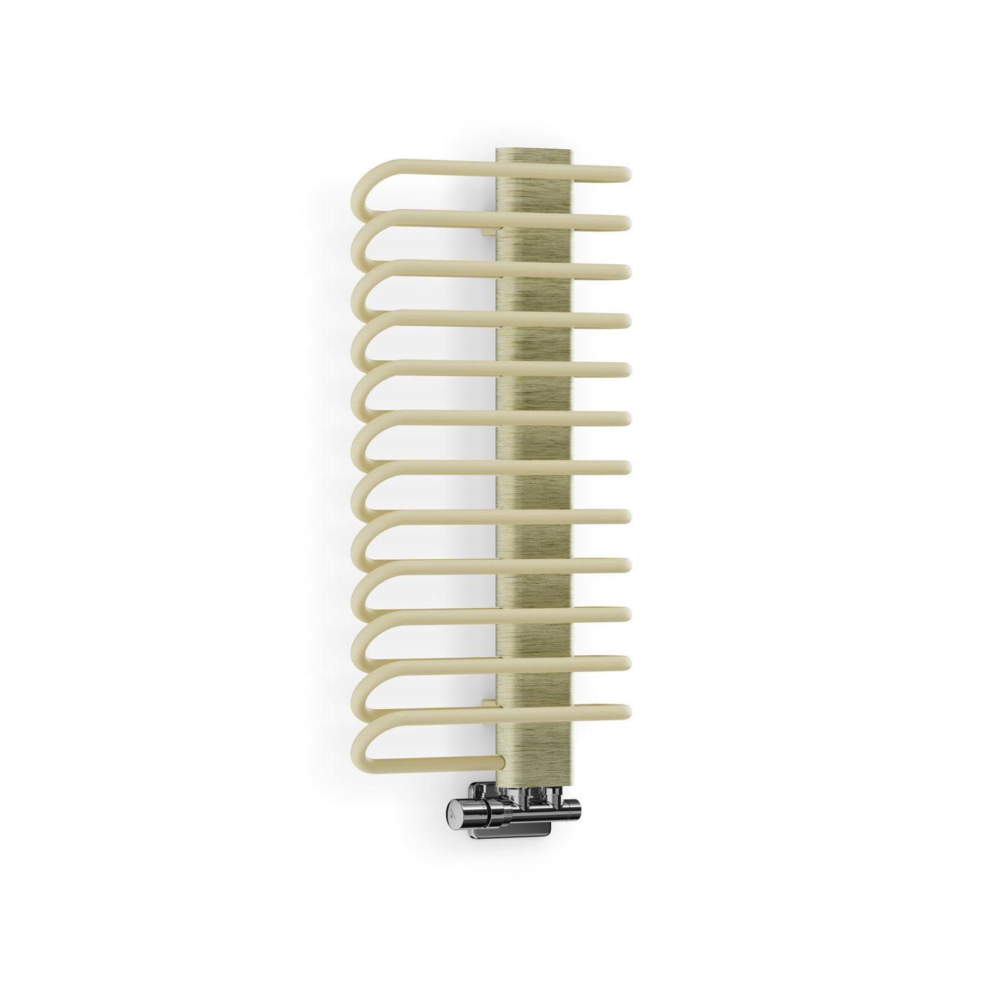 02_Terma-MICHELLE_-780h-x-400w_mm_-1245-BTUs-Heated-Towel-Rail_-Matt-Cream-_Bars_-_-Brushed-Brass-_Masking