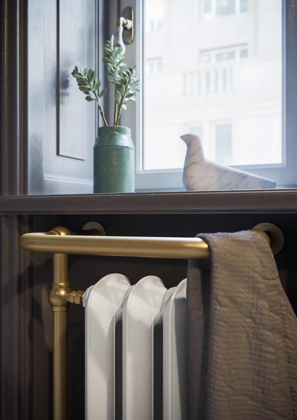 02_Terma-PLAIN-TOWEL-RAIL_-900h-x-490w_mm_-1217-BTUs_-Heated-Towel-Rail_-White-Soft-_Radiator_-_-Brass-_Surround