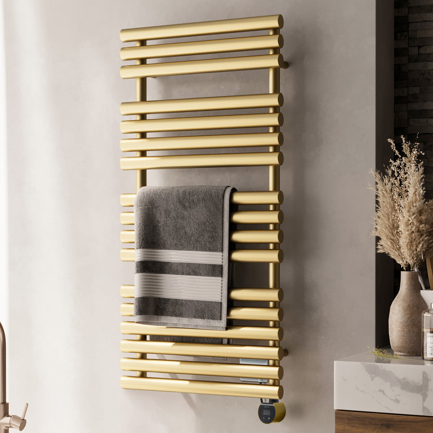 02_Terma-ROLO-TOWEL-_Wi-Fi_-15-28-deg._-1085h-x-520w_mm_-600w-Electric-Towel-Rail_-Matt-Brass-_matching-colour-element