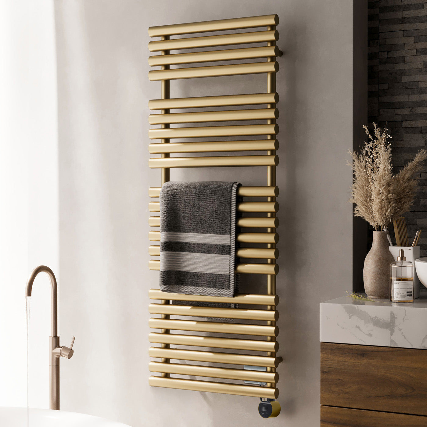 02_Terma-ROLO-TOWEL-_Wi-Fi_-15-28-deg._-1360h-x-520w_mm_-800w-Electric-Towel-Rail_-Matt-Brass-_matching-colour-element
