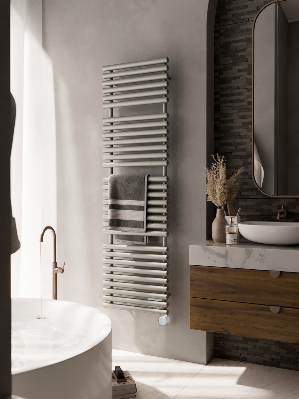 02_Terma-ROLO-TOWEL-_Wi-Fi_-15-28-deg._-1800h-x-520w_mm_-1000w-Electric-Towel-Rail_-Textured-Salt-n-Pepper-Grey