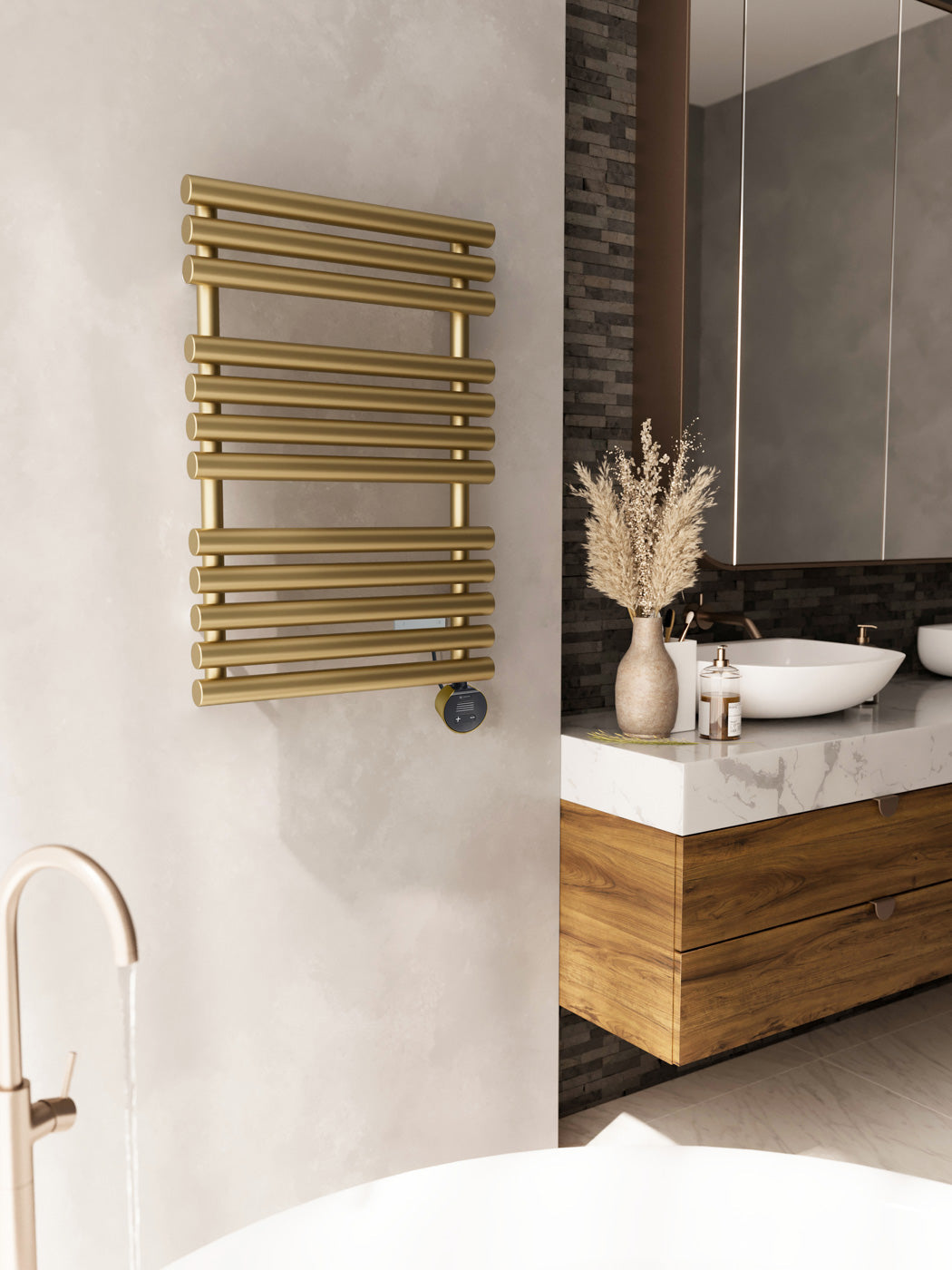 02_Terma-ROLO-TOWEL-_Wi-Fi_-15-28-deg._-755h-x-520w_mm_-400w-Electric-Towel-Rail_-Matt-Brass-_matching-colour-element
