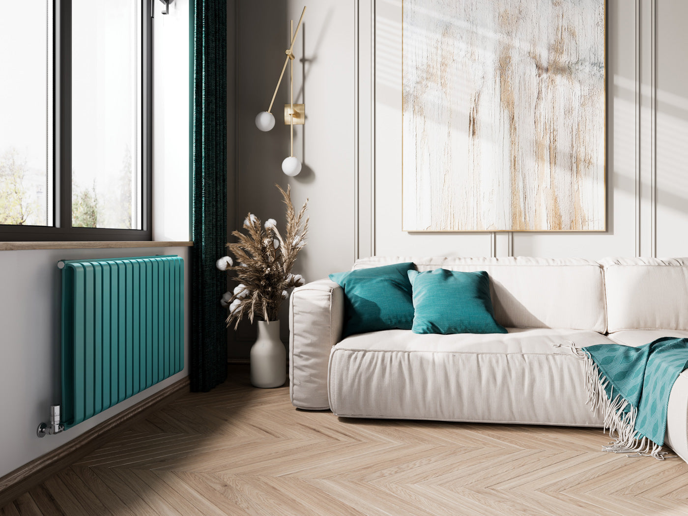 02_Terma-WARP-ROOM_-630h-x-1045w_mm_-3945-BTUs-Heated-Towel-Rail_-RAL-5018-_Matt_-Teal