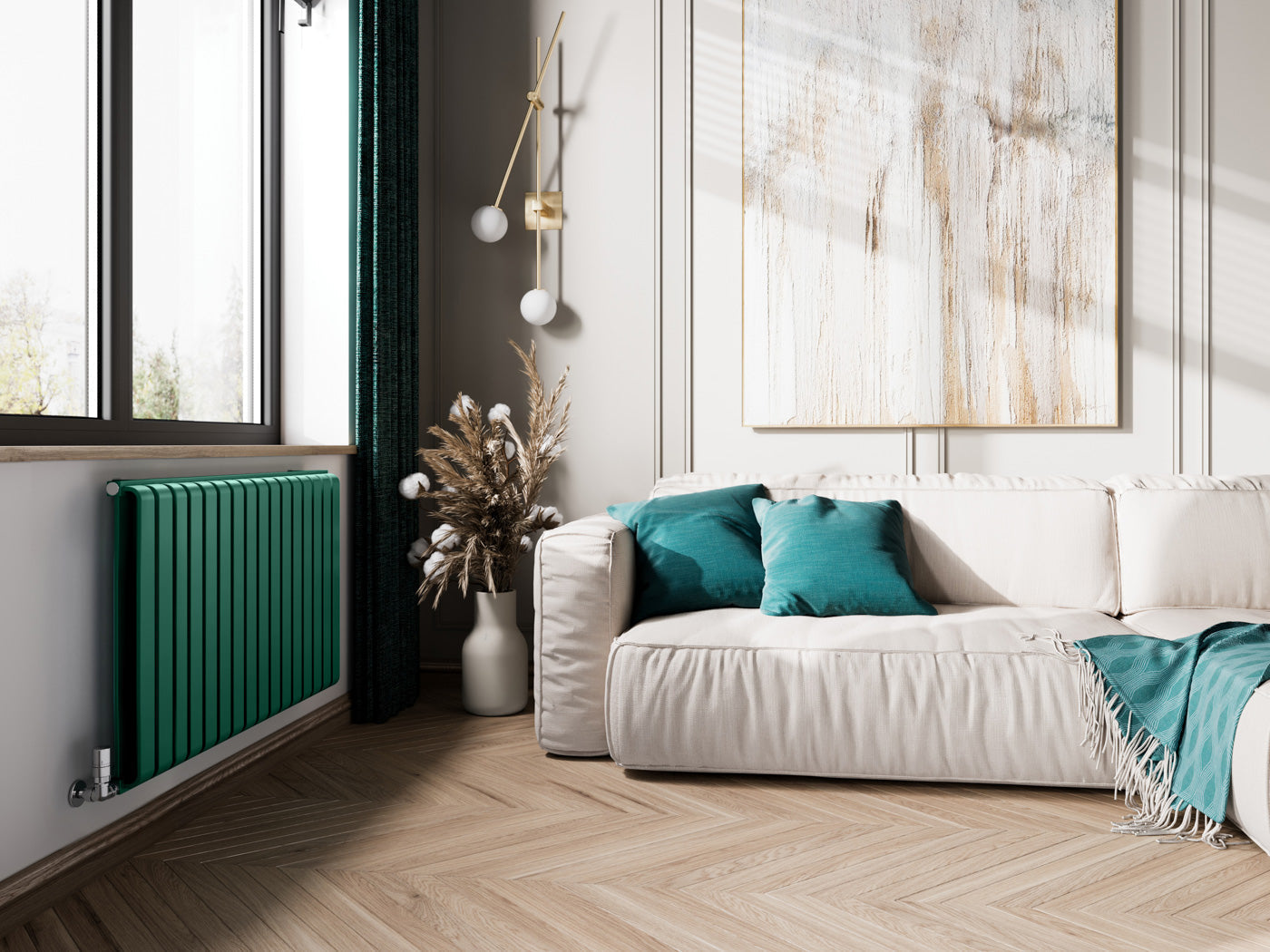 02_Terma-WARP-ROOM_-630h-x-1045w_mm_-3945-BTUs-Heated-Towel-Rail_-RAL-6028-_Matt_-Green