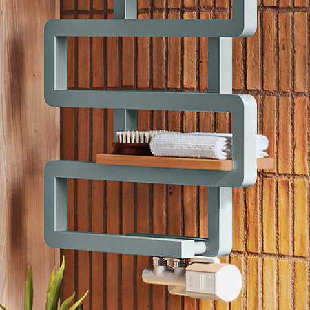 02_Wooden-Shelf-Accessory_-Oak_--for-Terma-BOOKIE-Towel-Rail_-400mm-Wide-Stand-Model