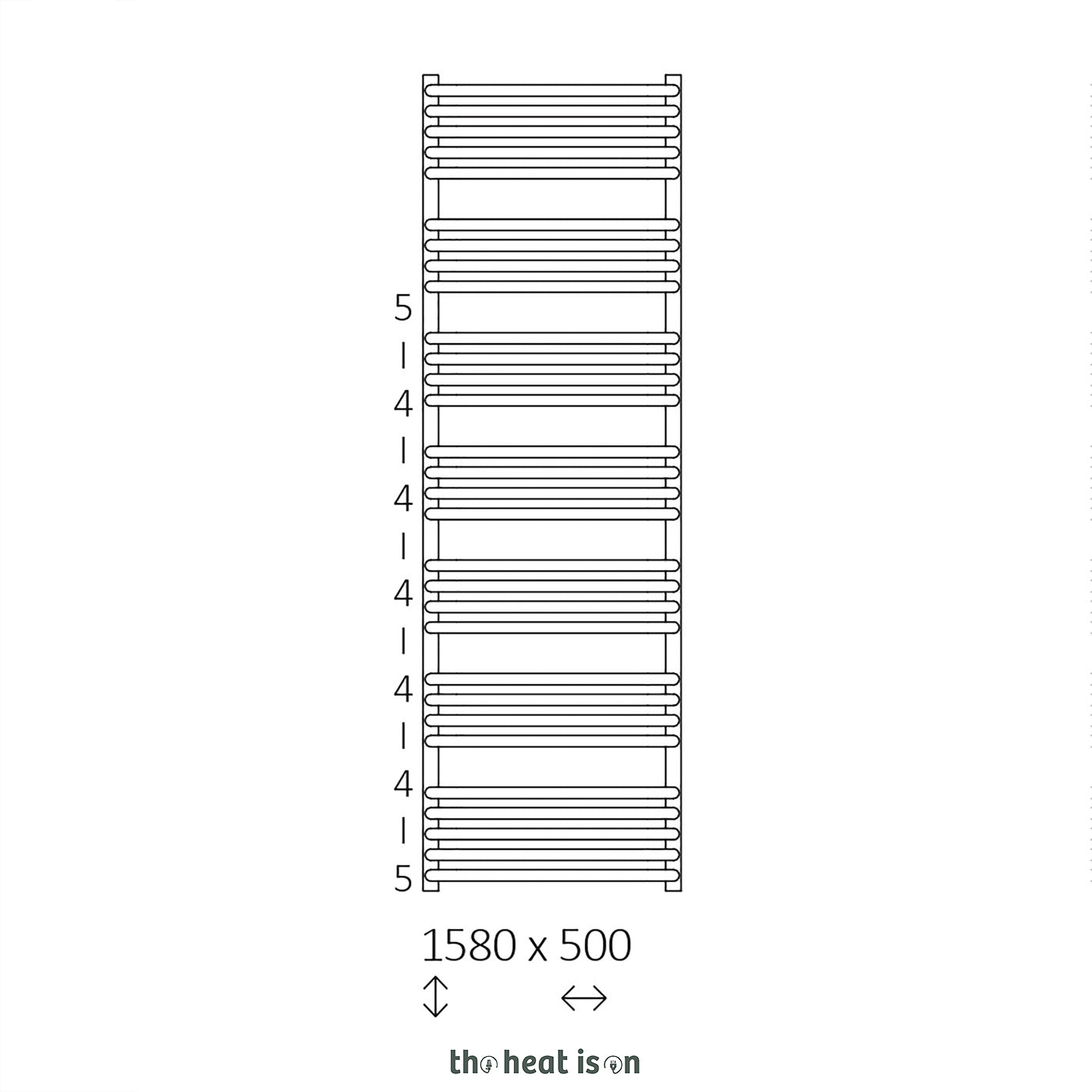 Terma ALEX, 1580h x 500w(mm), 2706 BTUs, Heated Towel Rail, Salt & Pepper