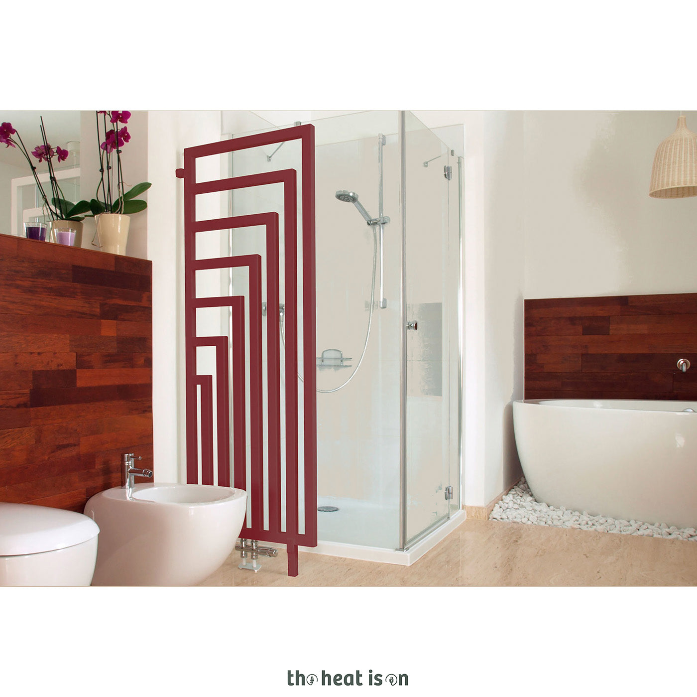 Terma ANGUS DW, 1620h x 600w(mm), 3088 BTUs, Vertical Designer Radiator, Metallic Red