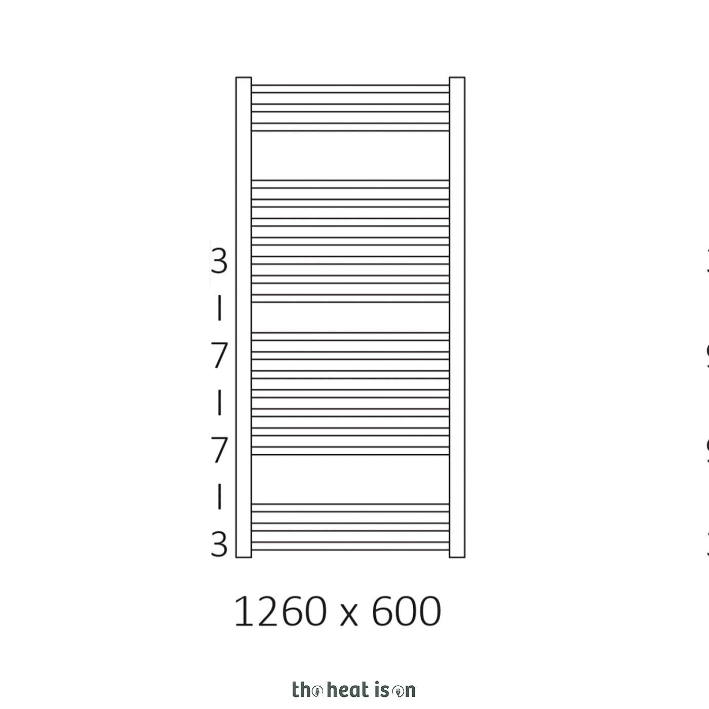 Terma BONE, 1260h x 500w(mm), 1716 BTUs, Heated Towel Rail, Quartz Mocha