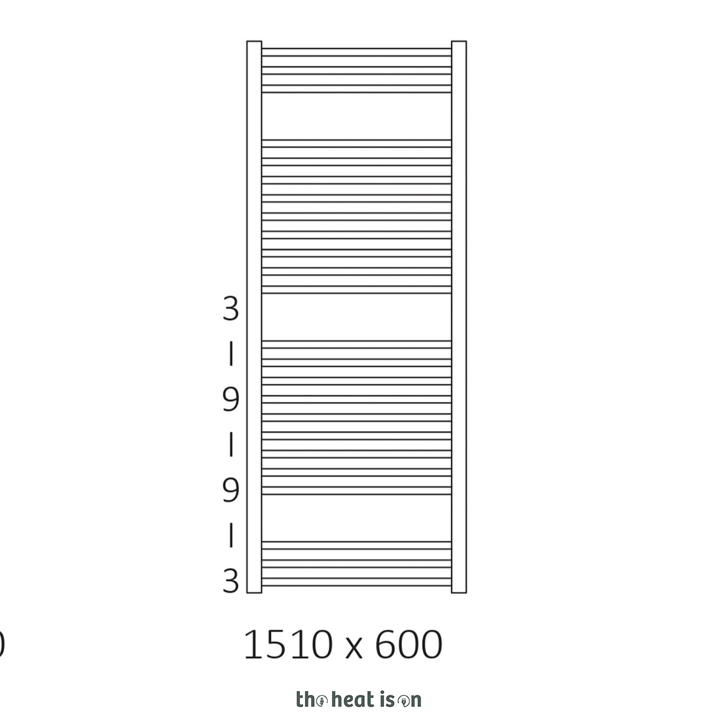 Terma BONE, 1510h x 600w(mm), 2484 BTUs, Heated Towel Rail, RAL 3020 Matt Pure Red