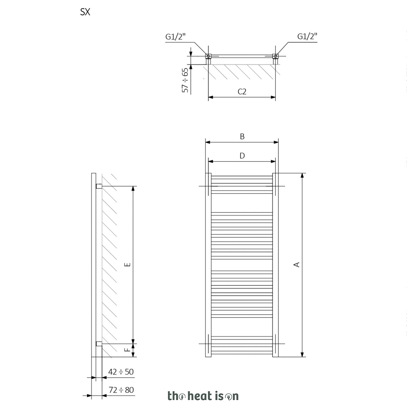 Terma BONE, 760h x 500w(mm), 1092 BTUs, Heated Towel Rail, RAL 1024 Matt Ochre Yellow