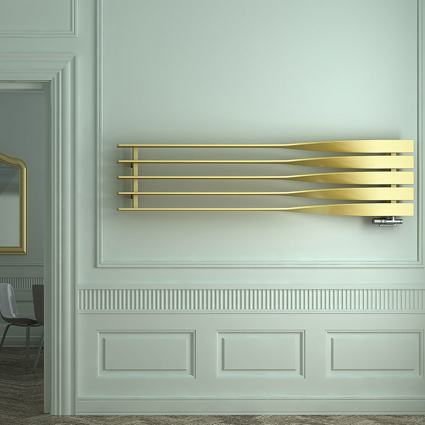 Terma CYKLON H, 410h x 1600w(mm), 2003 BTUs, Horizontal Designer Radiator, Brass (premium wet paint)