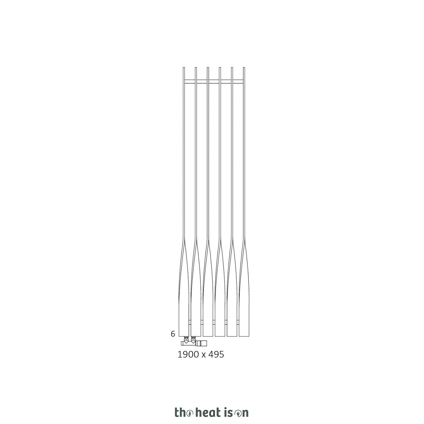 Terma CYKLON V, 1900h x 495w(mm), 3409 BTUs Vertical Designer Radiator, Black Crocodile