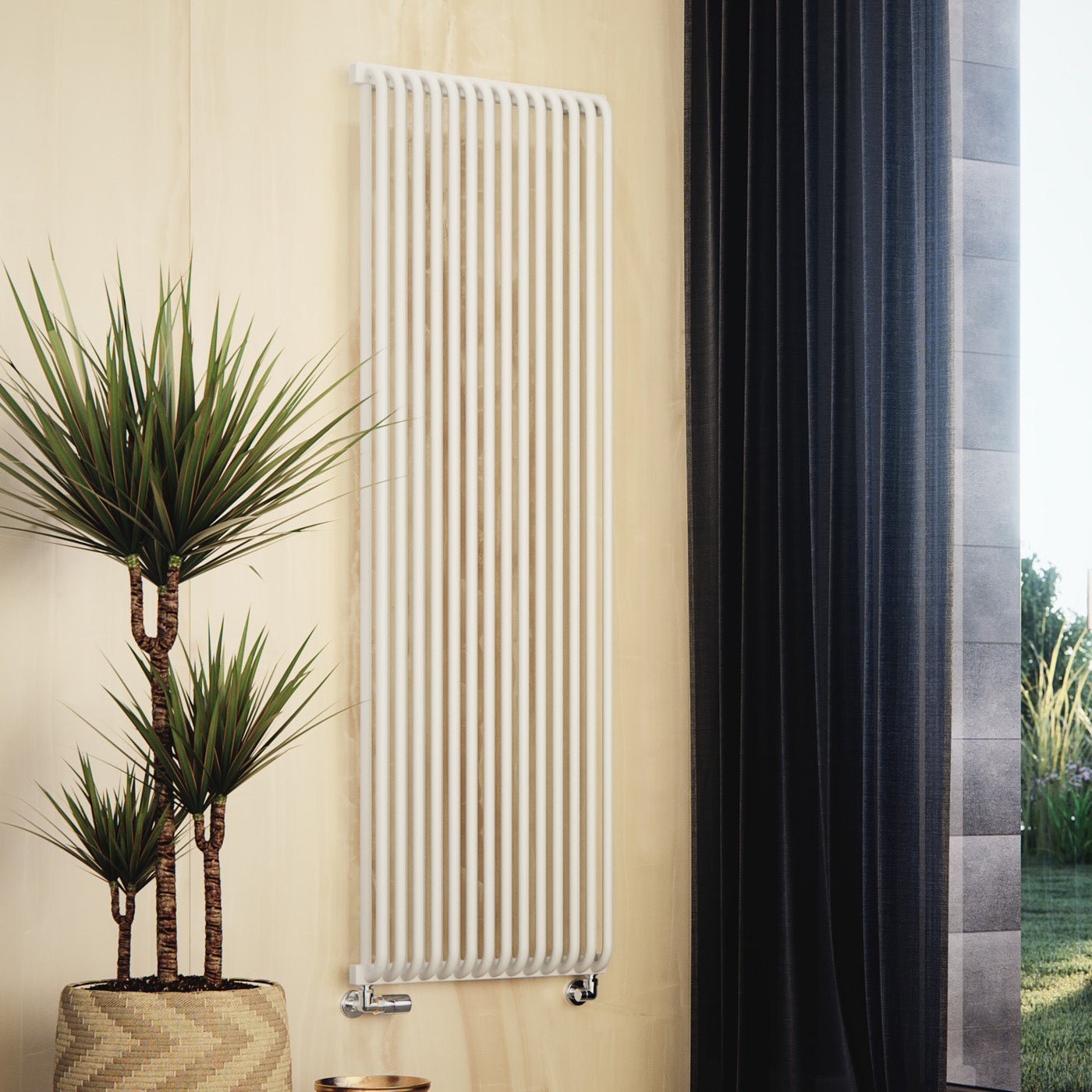 Terma DELFIN, 1800h x 580w(mm), 5538 BTUs Vertical Designer Radiator, RAL 9016 Soft Matt White