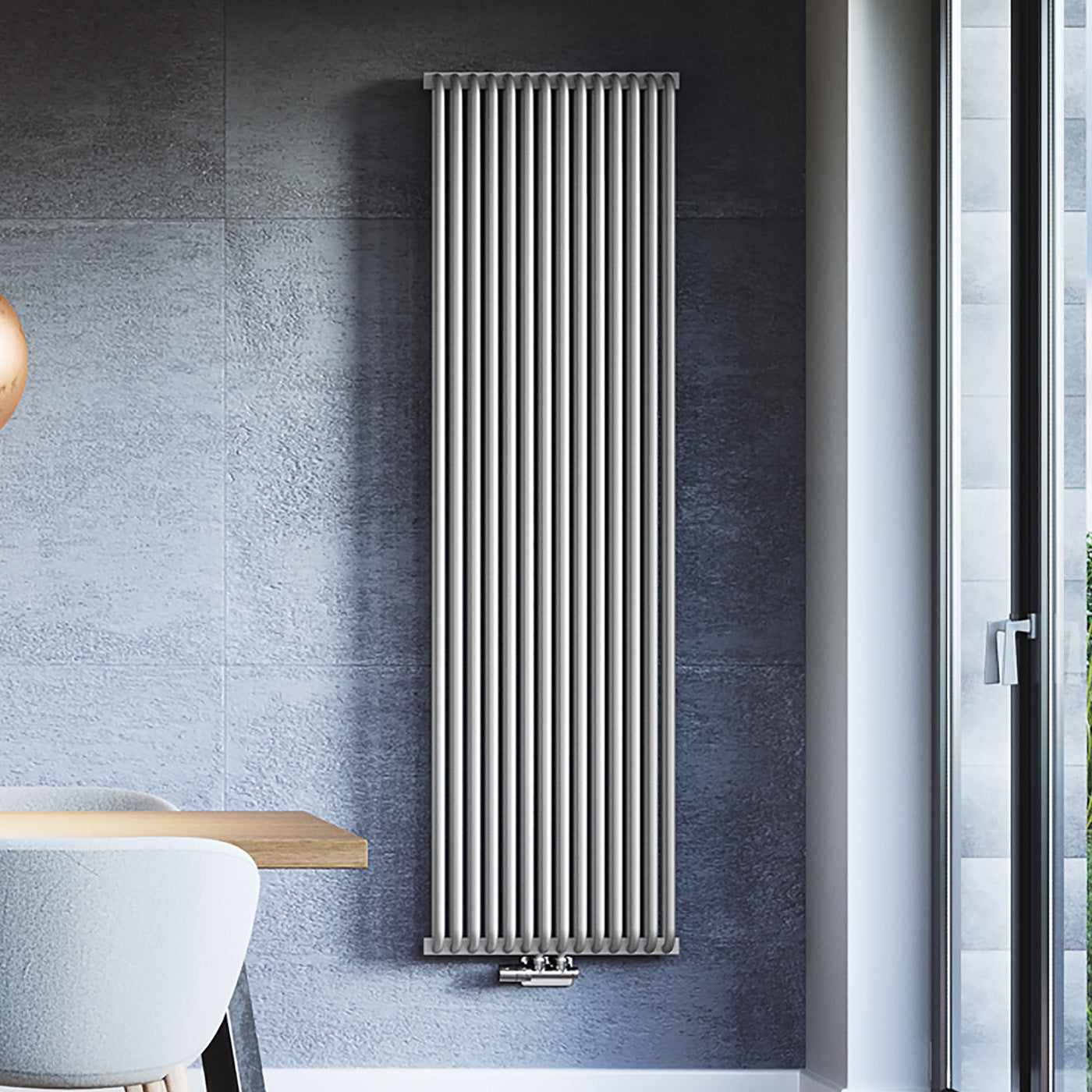 Terma DELFIN, 1800h x 580w(mm), 5538 BTUs, Vertical Designer Radiator, Nature Grey