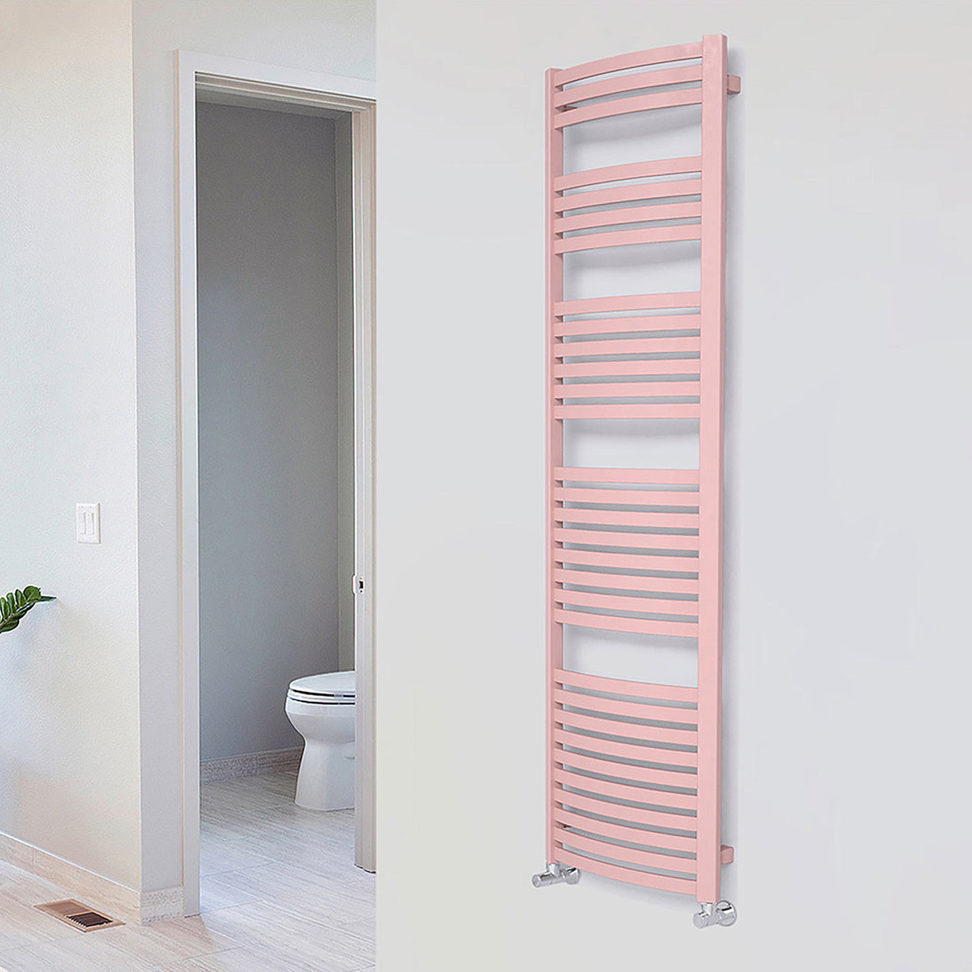 Terma DEXTER, 1760h x 400w(mm), 2109 BTUs, Heated Towel Rail, RAL 3015 Matt Light Pink