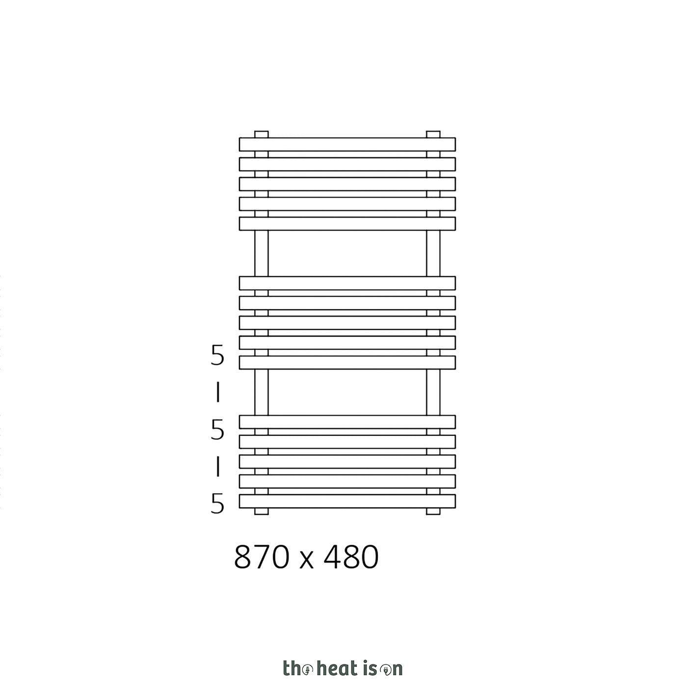 Terma KIOTO, 870h x 480w(mm), 1624 BTUs, Heated Towel Rail, Metallic Red