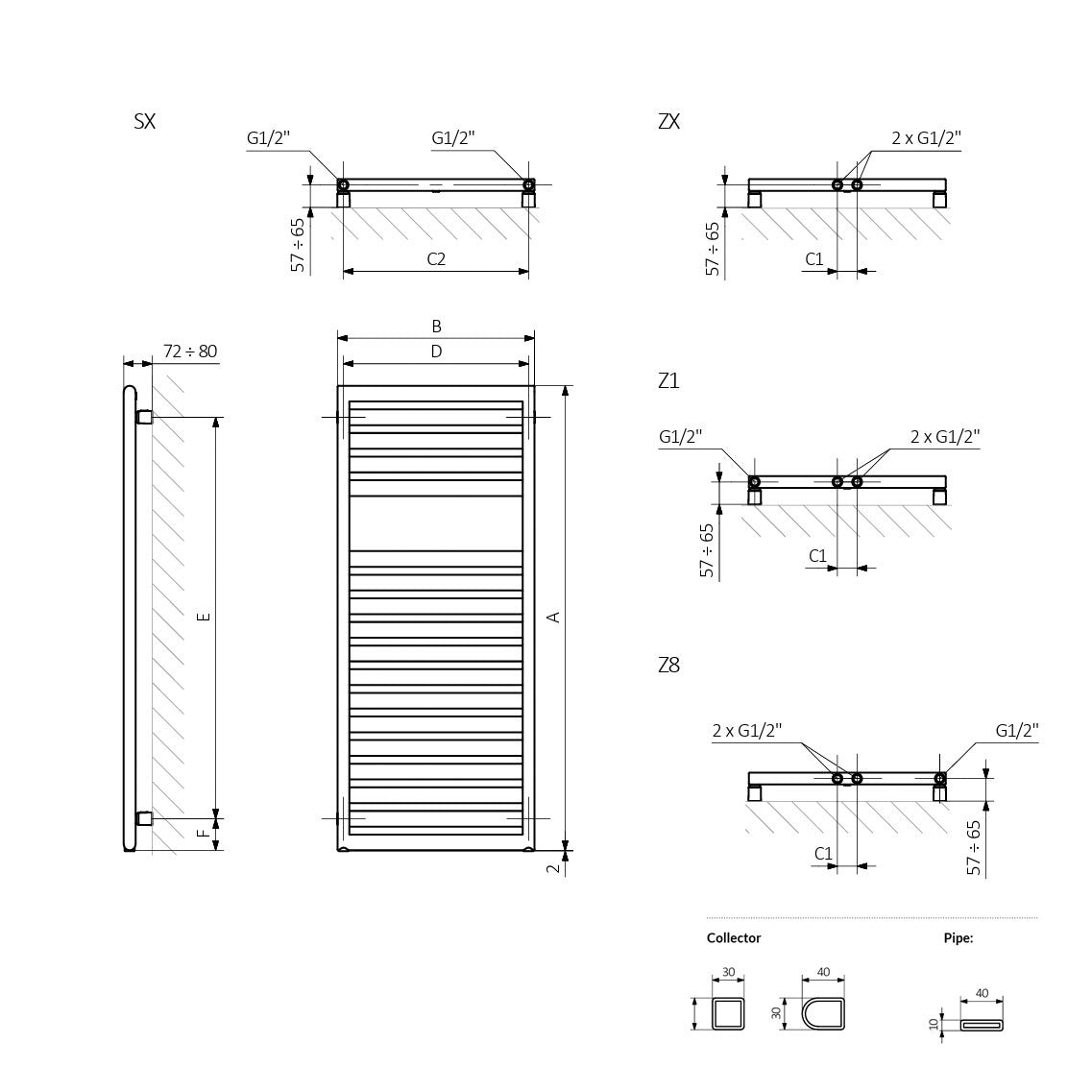 Terma LUKKA, 940h x 400w(mm), 1174 BTUs, Heated Towel Rail, Anodic Gold