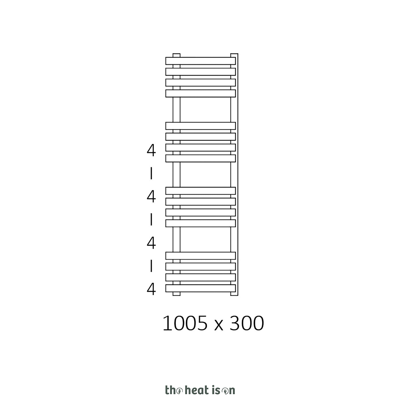 Terma OUTCORNER, 1005h x 300w(mm), 1866 BTUs, Heated Towel Rail, Heban