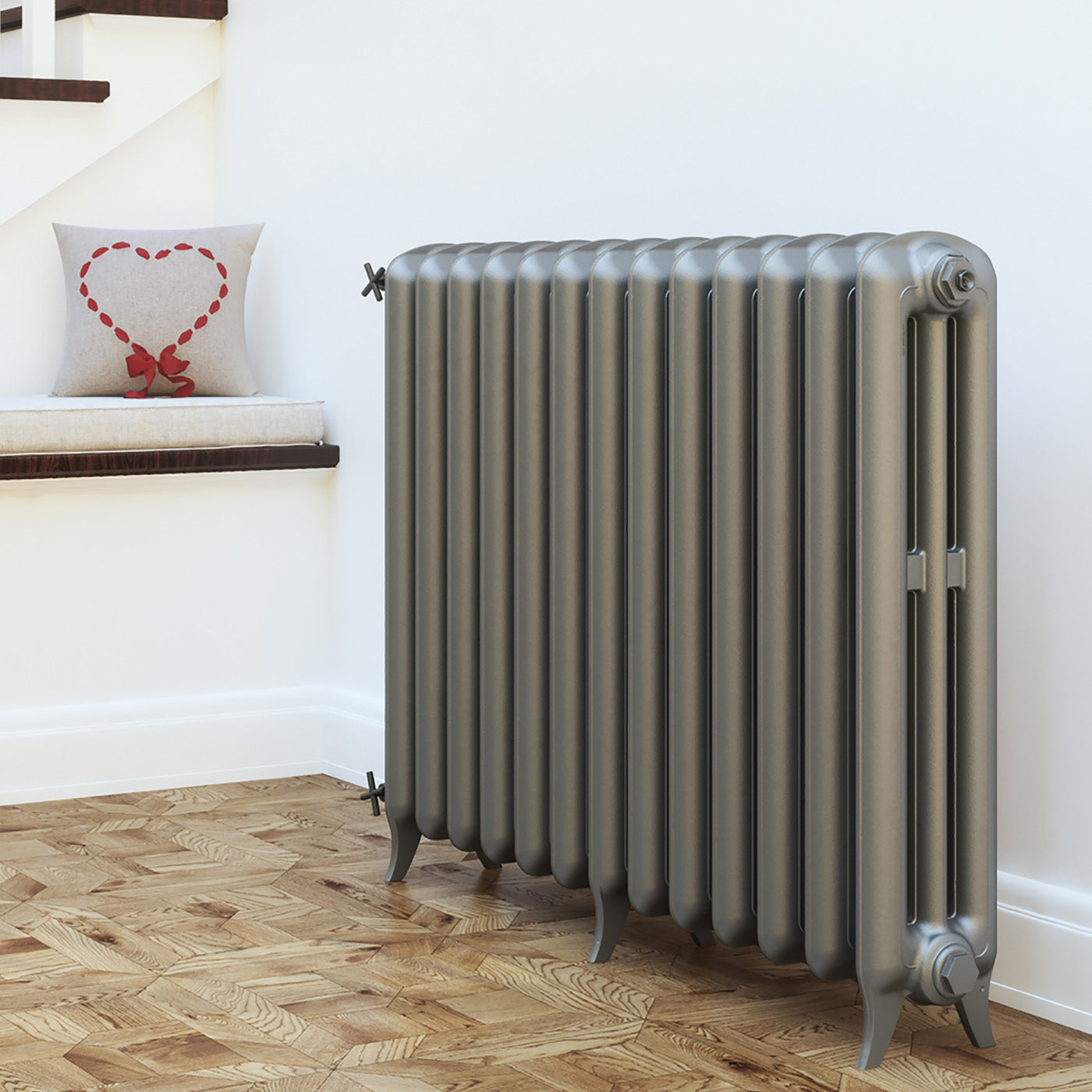 Terma PLAIN 3 COL, 720h x 1098w(mm), 6121 BTUs, Horizontal Cast Ironr Radiator, 13 sections, Raw Metal