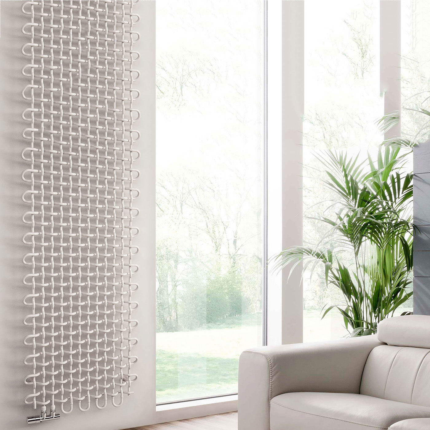 Terma PLC V, 1800h x 663w(mm), 3436 BTUs, Vertical Designer Radiator, RAL 9016 Matt White