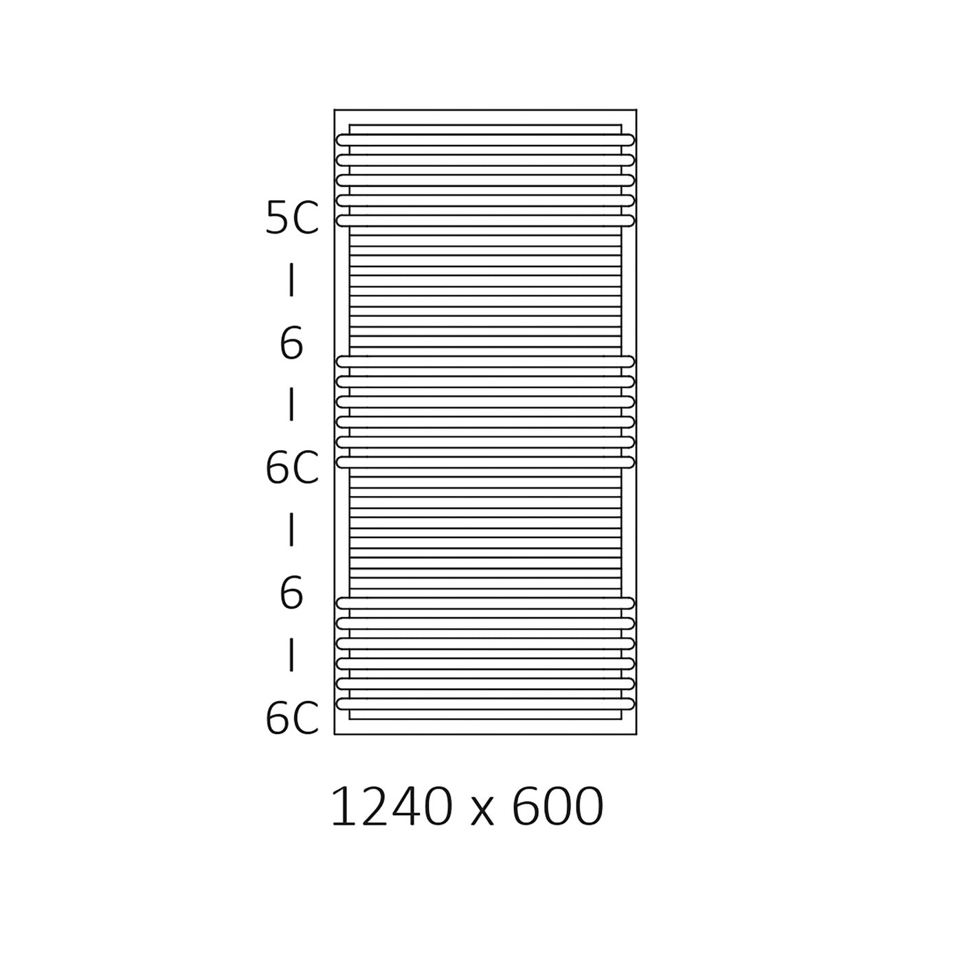 Terma POC 2, 1240h x 600w(mm), 3047 BTUs, Heated Towel Rail, RAL 3003 Matt Ruby Red