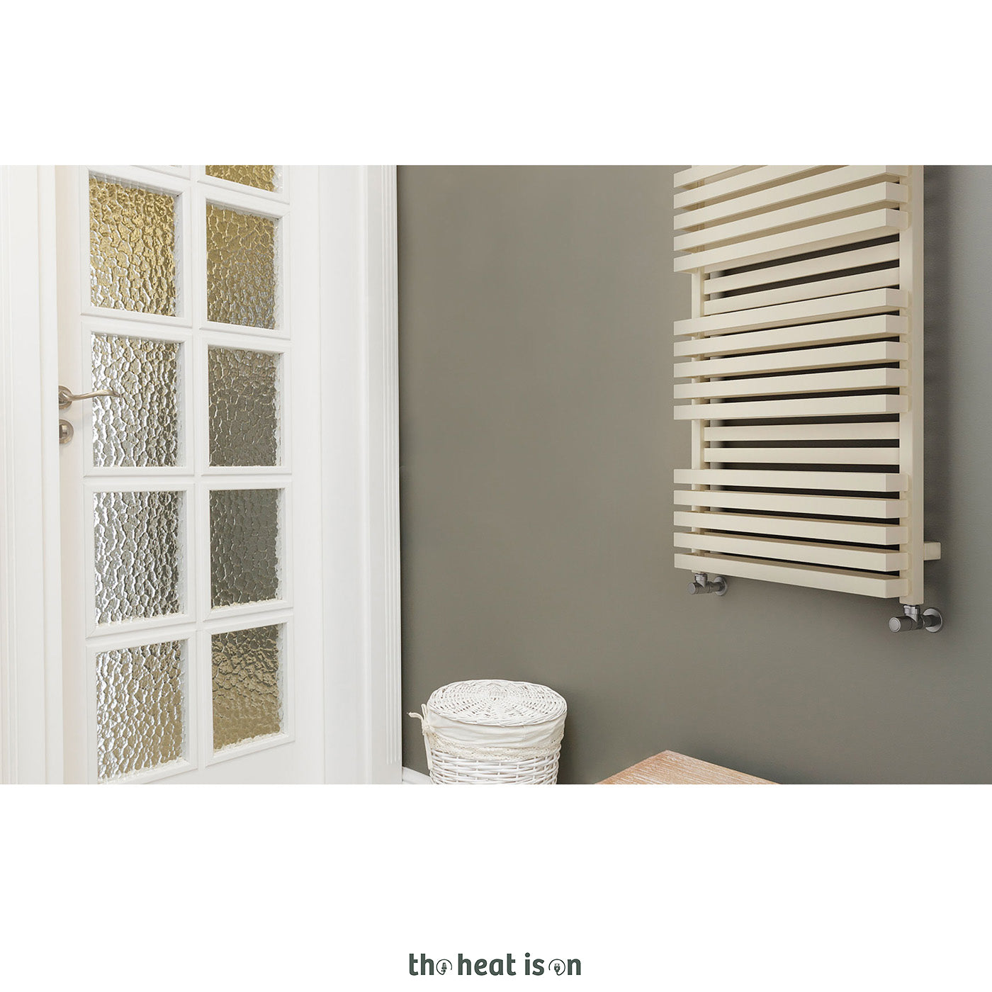 Terma QUADRUS BOLD, 1185h x 450w(mm), 2849 BTUs, Heated Towel Rail, Sparkling Cream