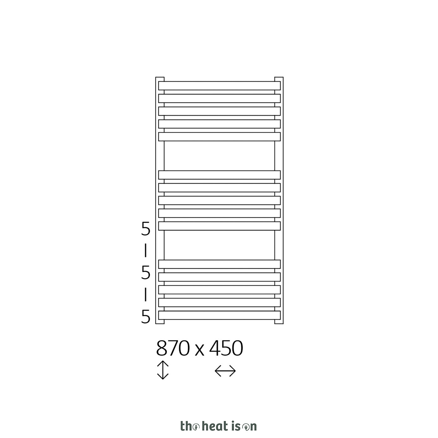 Terma QUADRUS SLIM, 870h x 450w(mm), 1396 BTUs, Heated Towel Rail, Pastel Blue