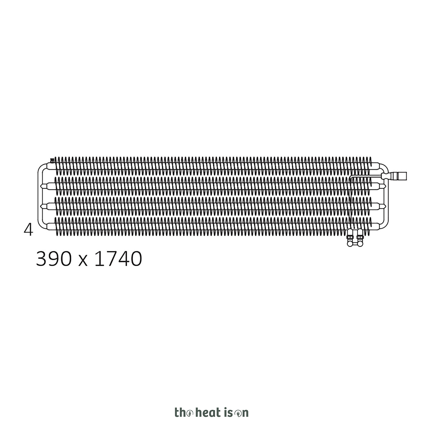 Terma RIBBON HWS, 390h x 1540w(mm), 3378 BTUs, Horizontal Designer Radiator, RAL 8000 Matt Green Brown