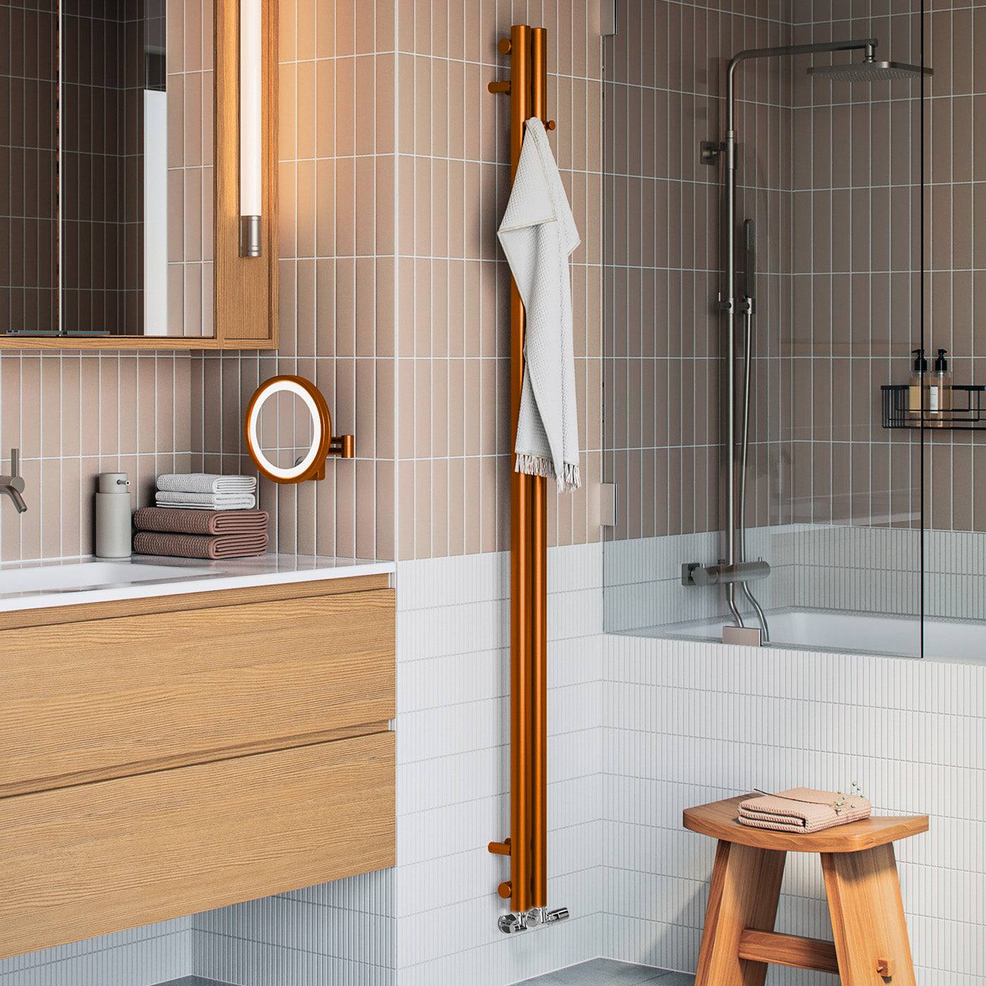 Terma ROLO HANGER, 1800h x 95w(mm), 808 BTUs Vertical Radiator, True Copper (premium wet paint)