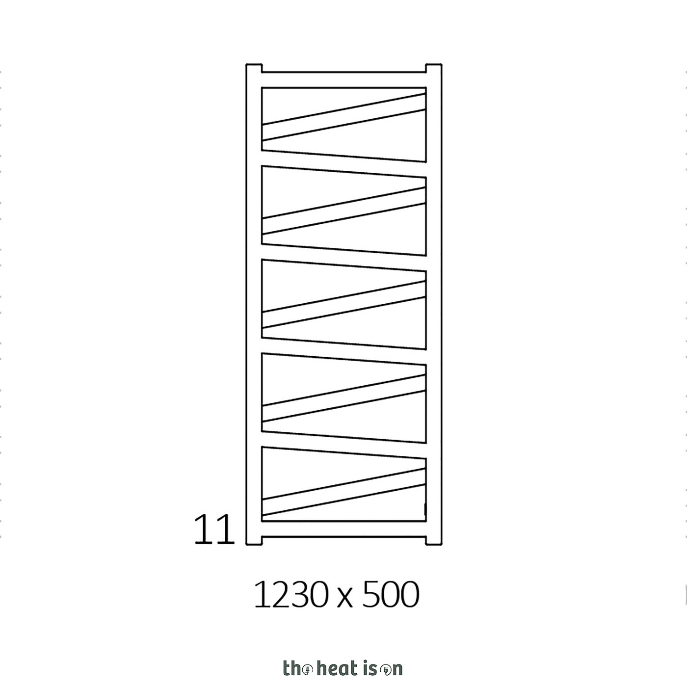 Terma VIPERA, 1230h x 500w(mm), 1539 BTUs, Heated Towel Rail, RAL 3020 Matt Traffic Red