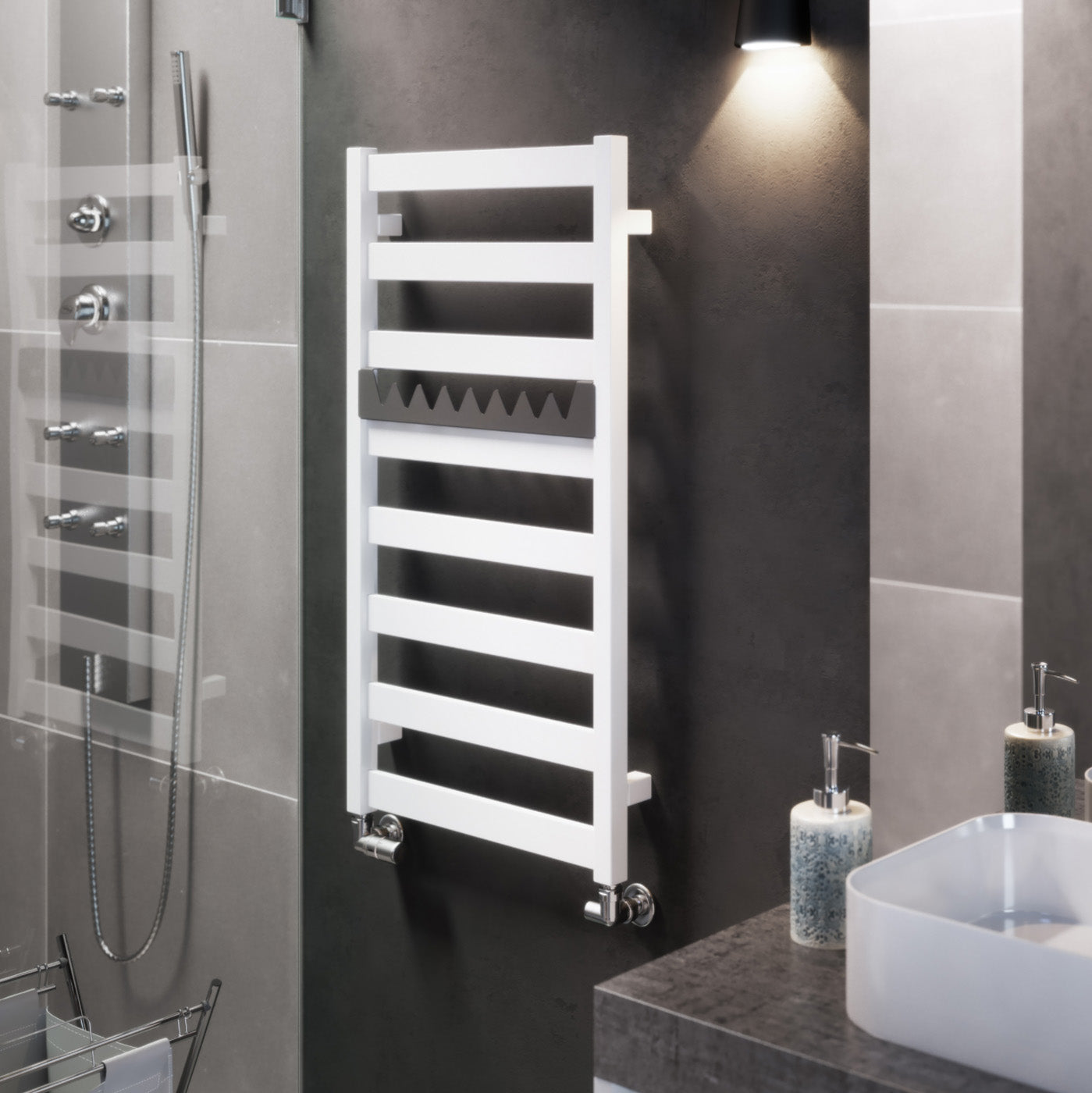 Terma VIVO, 910h x 500w(mm), 1194 BTUs, Heated Towel Rail, RAL 9016 Matt White
