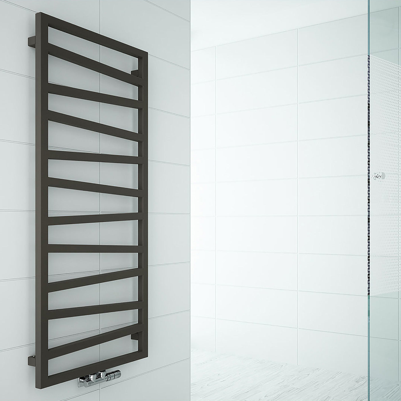 Terma ZIG ZAG, 1310h x 500w(mm), 1672 BTUs, Heated Towel Rail, Heban