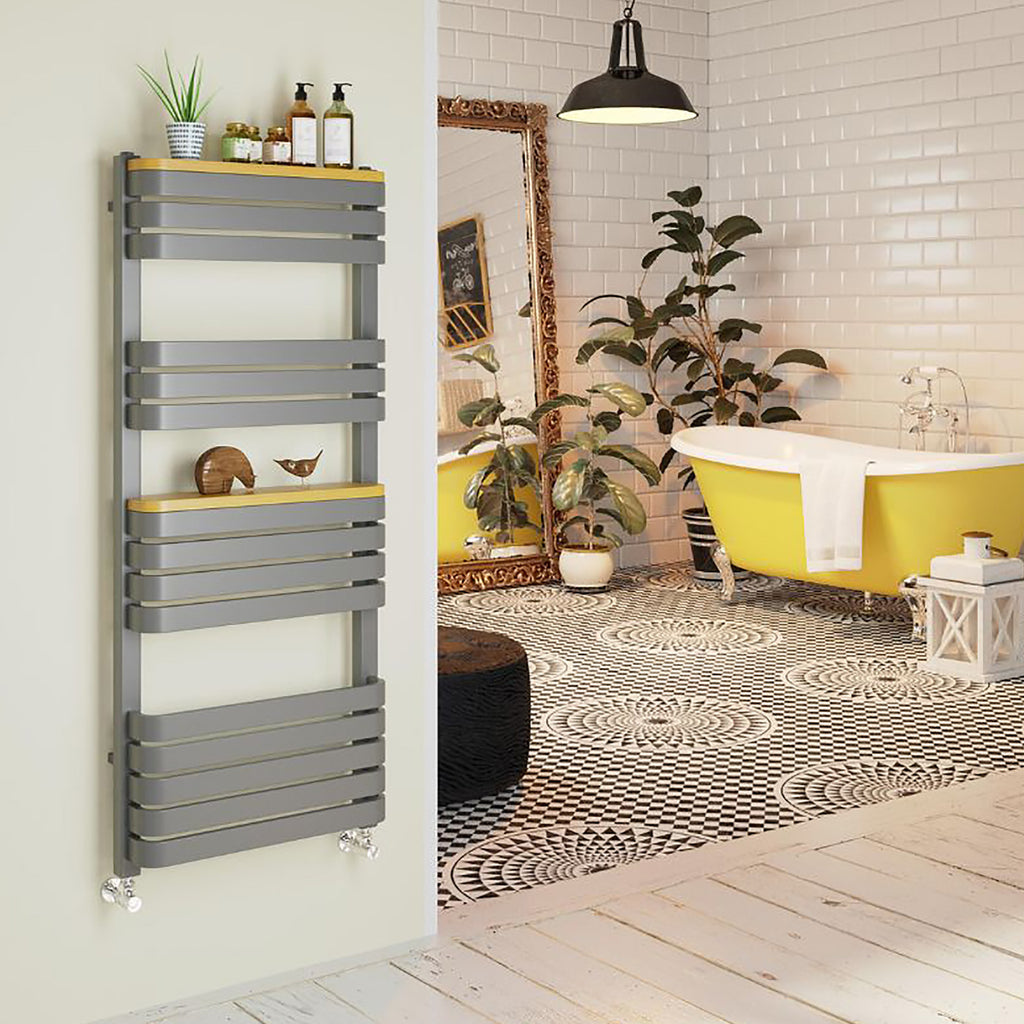 DQ TESORO, 1200h x 500w(mm), 2678 BTUs Heated Towel Rail, Inifintiy Steel (Metallic PVD Finish)