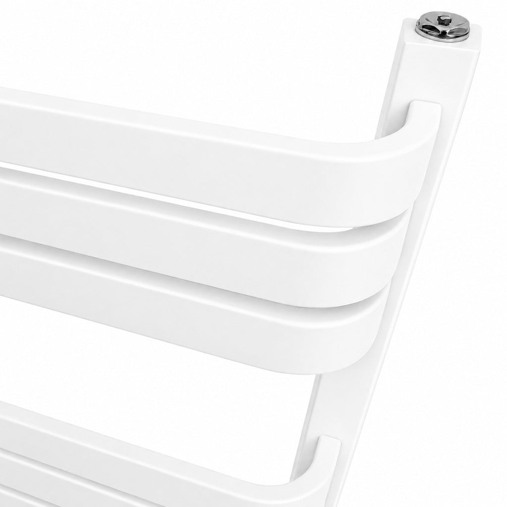 DQ TESORO, 1200h x 500w(mm), 2678 BTUs Heated Towel Rail, RAL 9016 Silk White