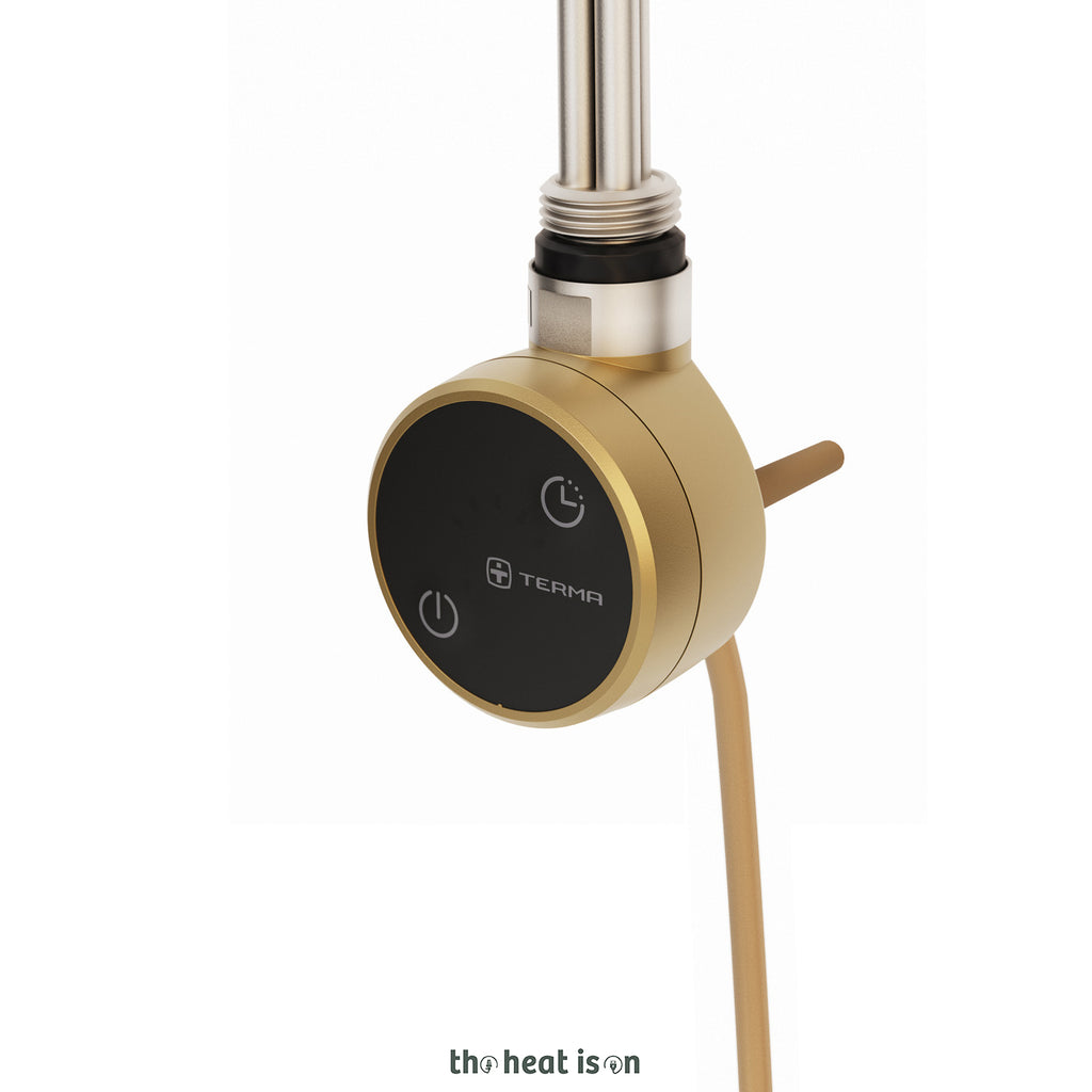 Terma ALEX Dual Fuel Towel Rail, 1580h x 500w(mm), 2706 BTUs/ 800w, Brass (premium wet paint) (with INTEGRA 3 Axis Dual Fuel Valve in Brass & MOA Wi-Fi Element in Brass 30-60¡c)