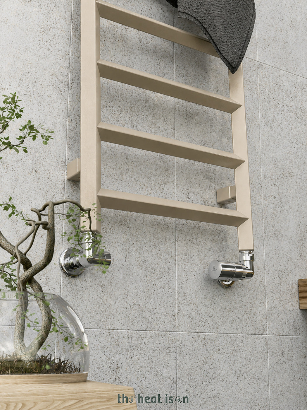 Terma CRYSTAL, 840h x 600w(mm), 1077 BTUs Heated Towel Rail, California Beige