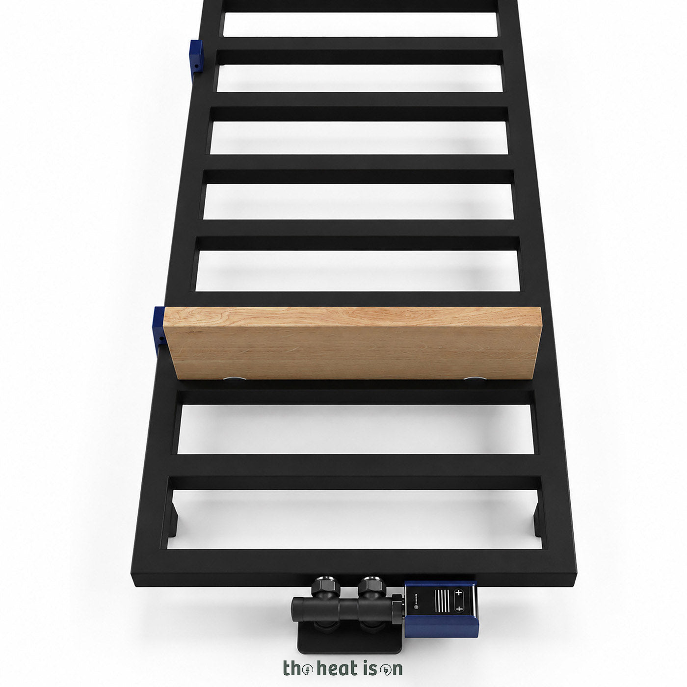 Terma GRID, 990h x 500w(mm), 1351 BTUs Heated Towel Rail, 50mm Central Connections, Super Matt Soft RAL 9005  Black