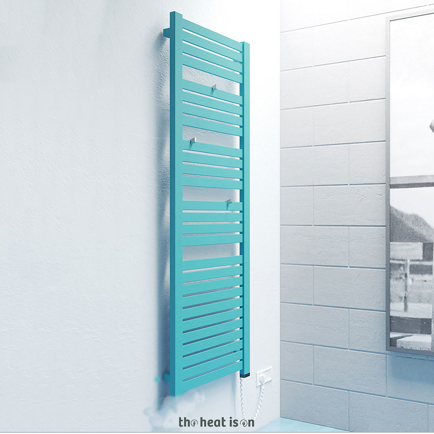 Terma MANTIS ONE, 1560h x 440w(mm), 800w Electric Towel Rail, RAL 5024 Matt Pastel Blue (with Internal ONE Element (manual/optional IR controllable), 45/60°c)